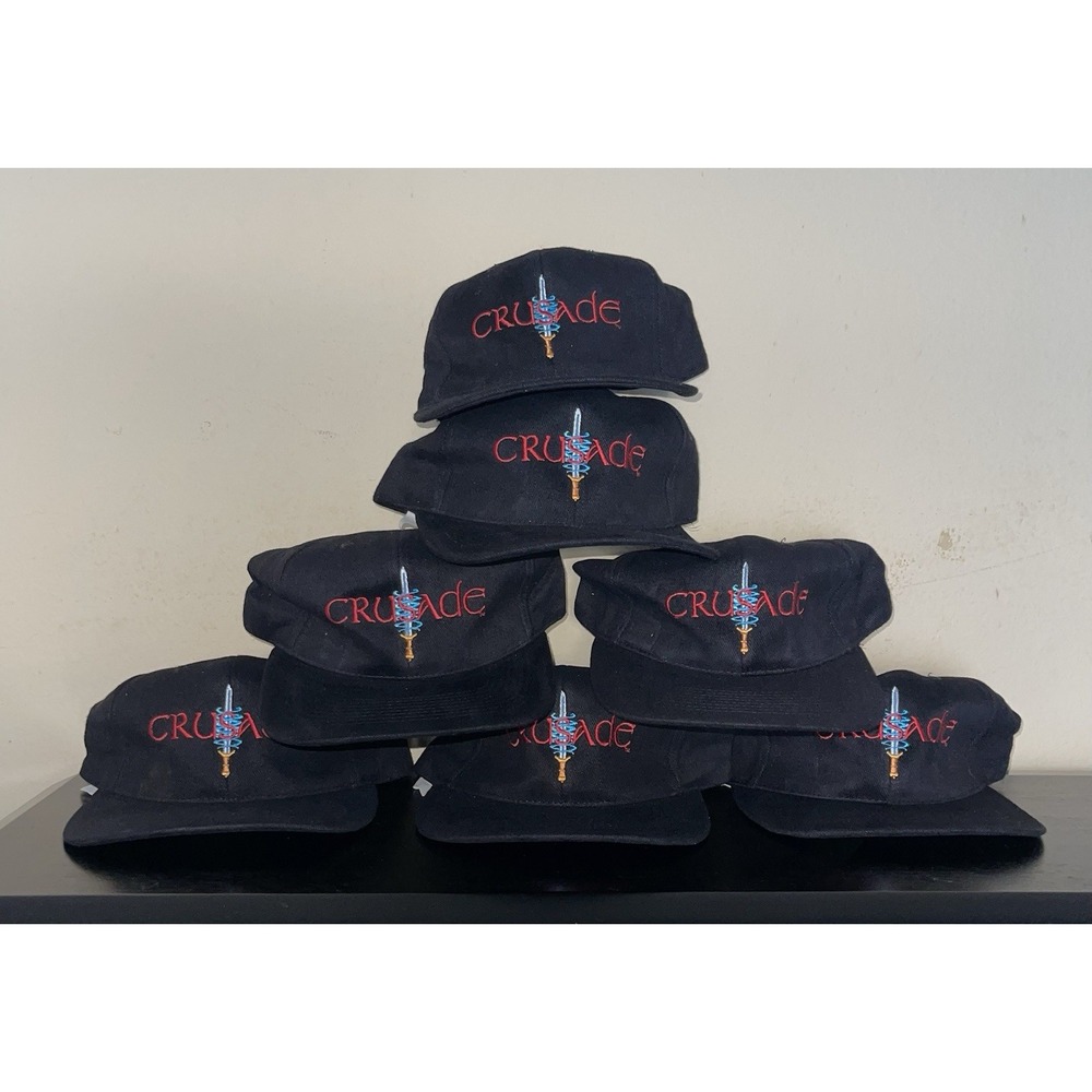 Vintage 1998 Babylon 5 Crusade Headmaster Hat Cap Black Sword Logo Mens One Size